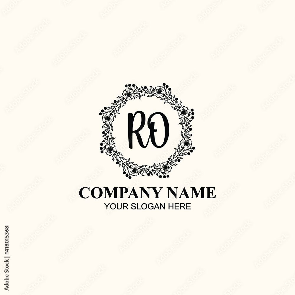 Letter RO Beautiful handwriting logo Letter RO Beautiful handwriting logo