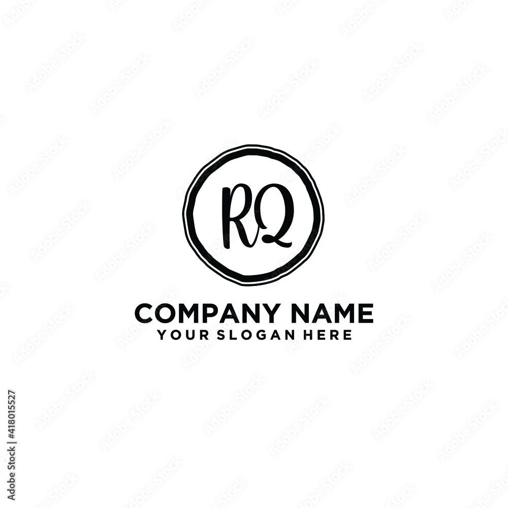 Letter RQ Beautiful handwriting logo Letter RQ Beautiful handwriting logo