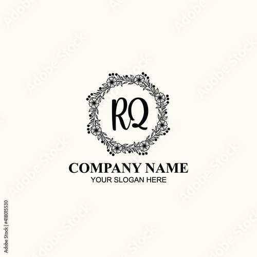 Fototapeta Naklejka Na Ścianę i Meble -  Letter RQ Beautiful handwriting logo