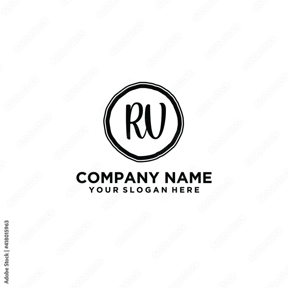 Letter RV Beautiful handwriting logo Letter RV Beautiful handwriting logo