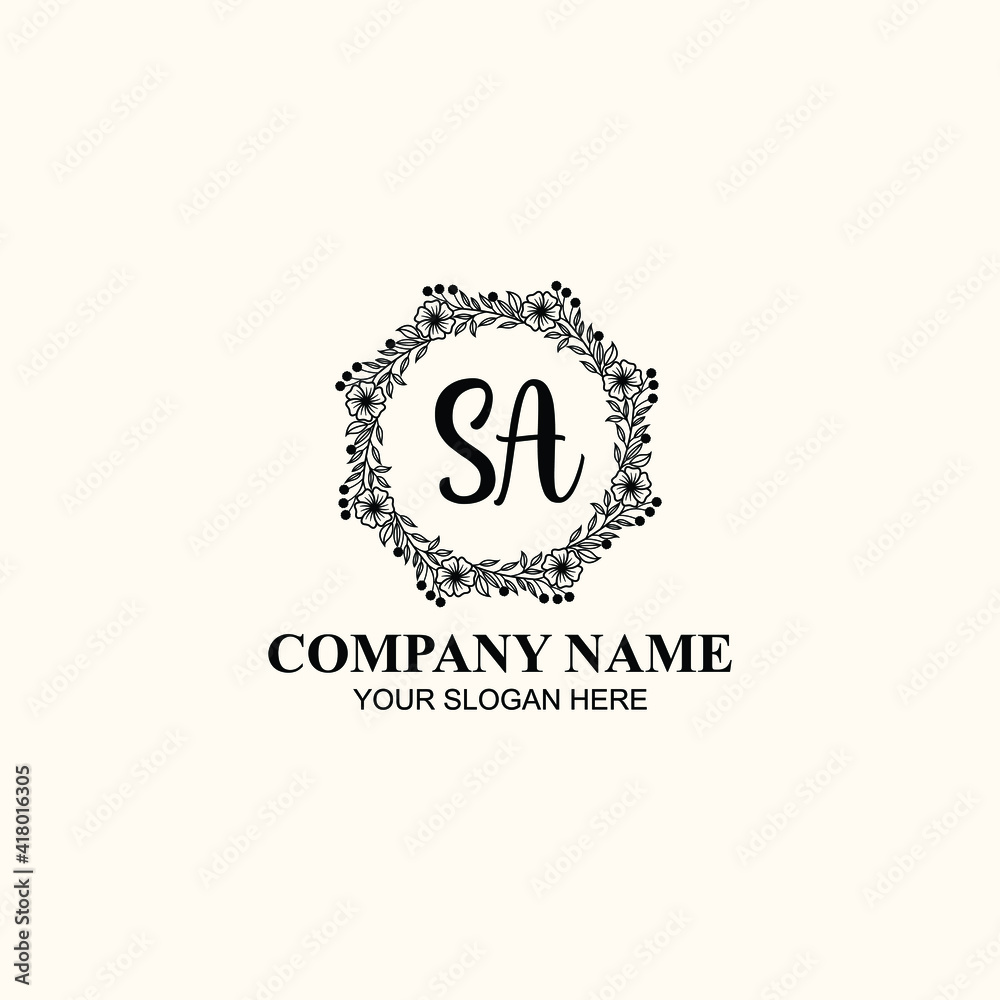 Letter SA Beautiful handwriting logo Letter SA Beautiful handwriting logo