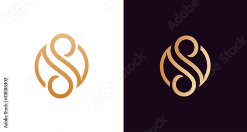 beautiful luxury letter SS monogram in infinity shape, elegant circular letter S and S logo template photo