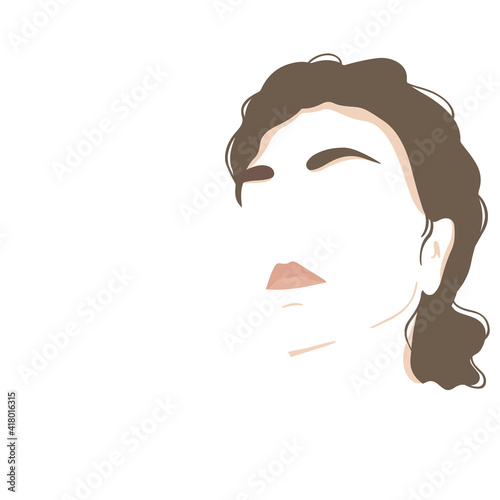 Silhouette of a woman. The concept of tenderness, comfort, care, self-love. Vector illustration on a white background for a logo, business cards, certificates, diplomas.