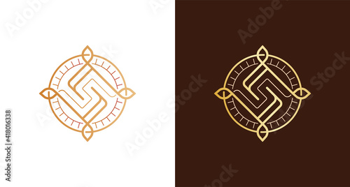 Abstract luxury letter S logo badge emblem