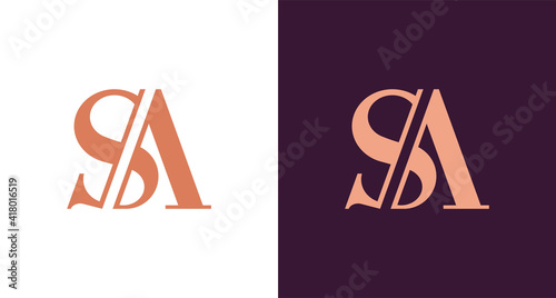 Foto elegant and classy letter SA monogram, luxury SA initial letter Mark logo vector