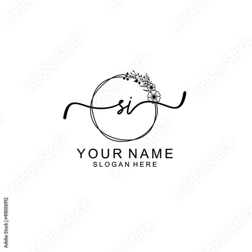 Letter SI Beautiful handwriting logo