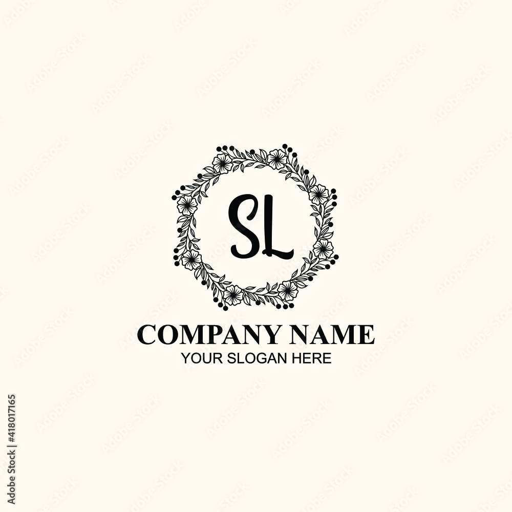 Letter SL Beautiful handwriting logo Letter SL Beautiful handwriting logo