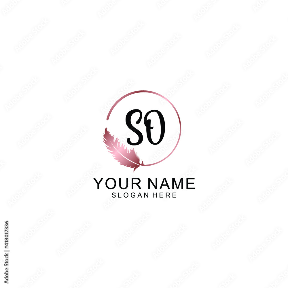 Letter SO Beautiful handwriting logo Letter SO Beautiful handwriting logo