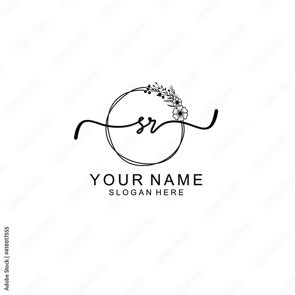 Letter SR Beautiful handwriting logo Letter SR Beautiful handwriting logo