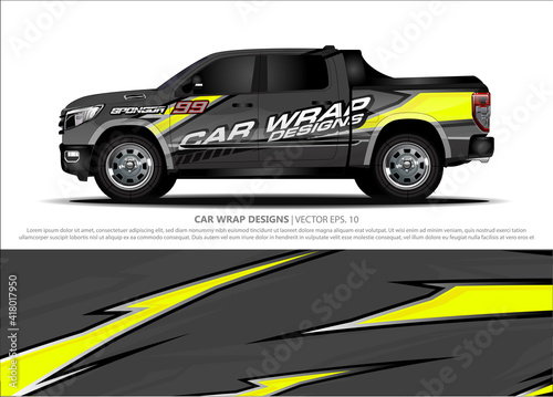 Fototapeta Naklejka Na Ścianę i Meble -  car wrap design. simple lines with abstract background vector concept for vehicle vinyl wrap and automotive decal livery
