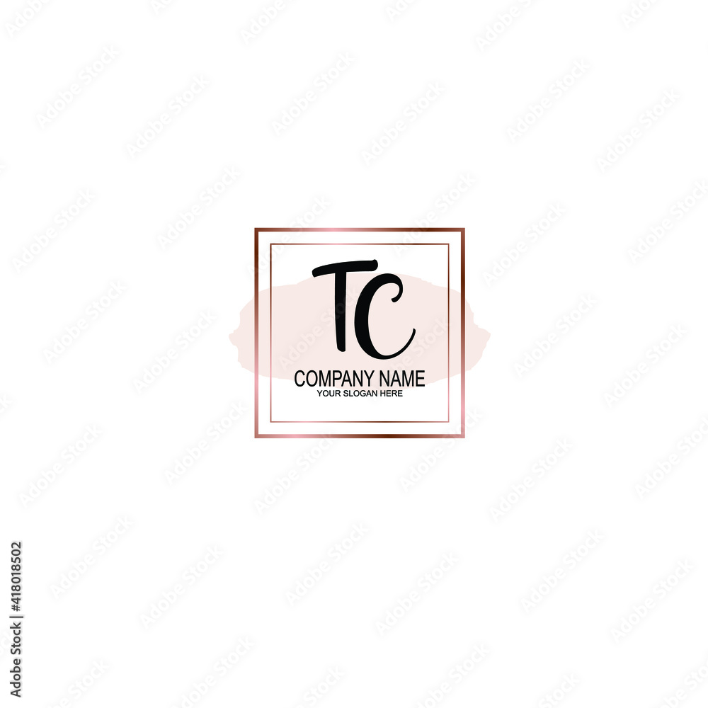 Letter TC Beautiful handwriting logo Letter TC Beautiful handwriting logo