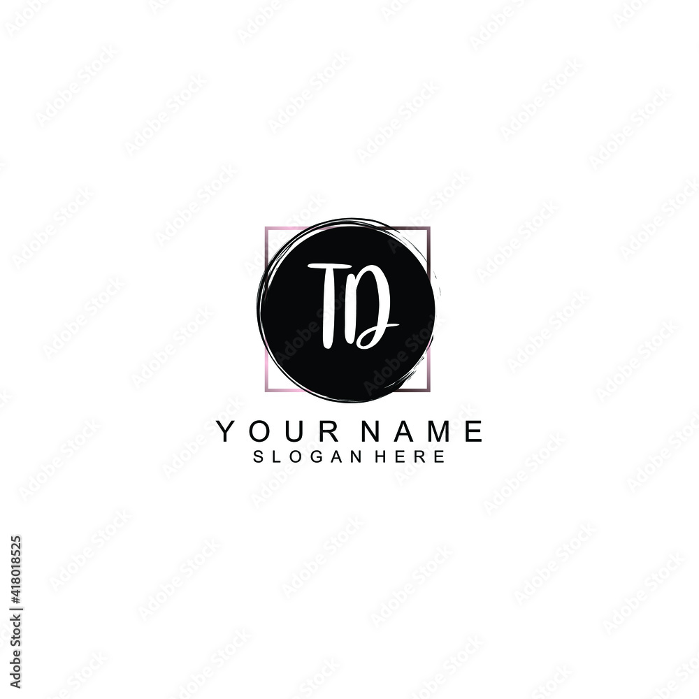 Letter TD Beautiful handwriting logo Letter TD Beautiful handwriting logo