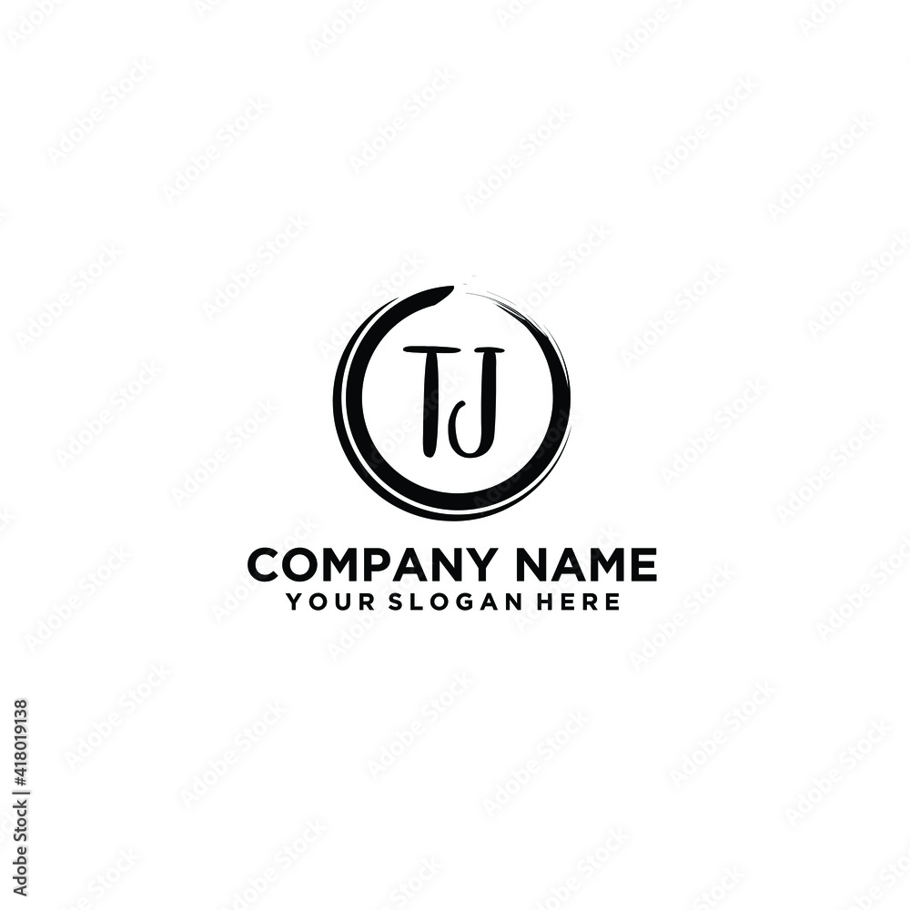 Letter TJ Beautiful handwriting logo Letter TJ Beautiful handwriting logo
