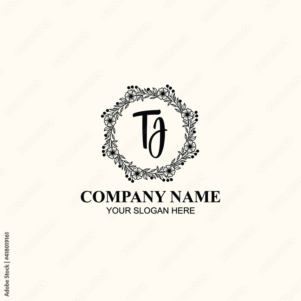 Letter TJ Beautiful handwriting logo Letter TJ Beautiful handwriting logo