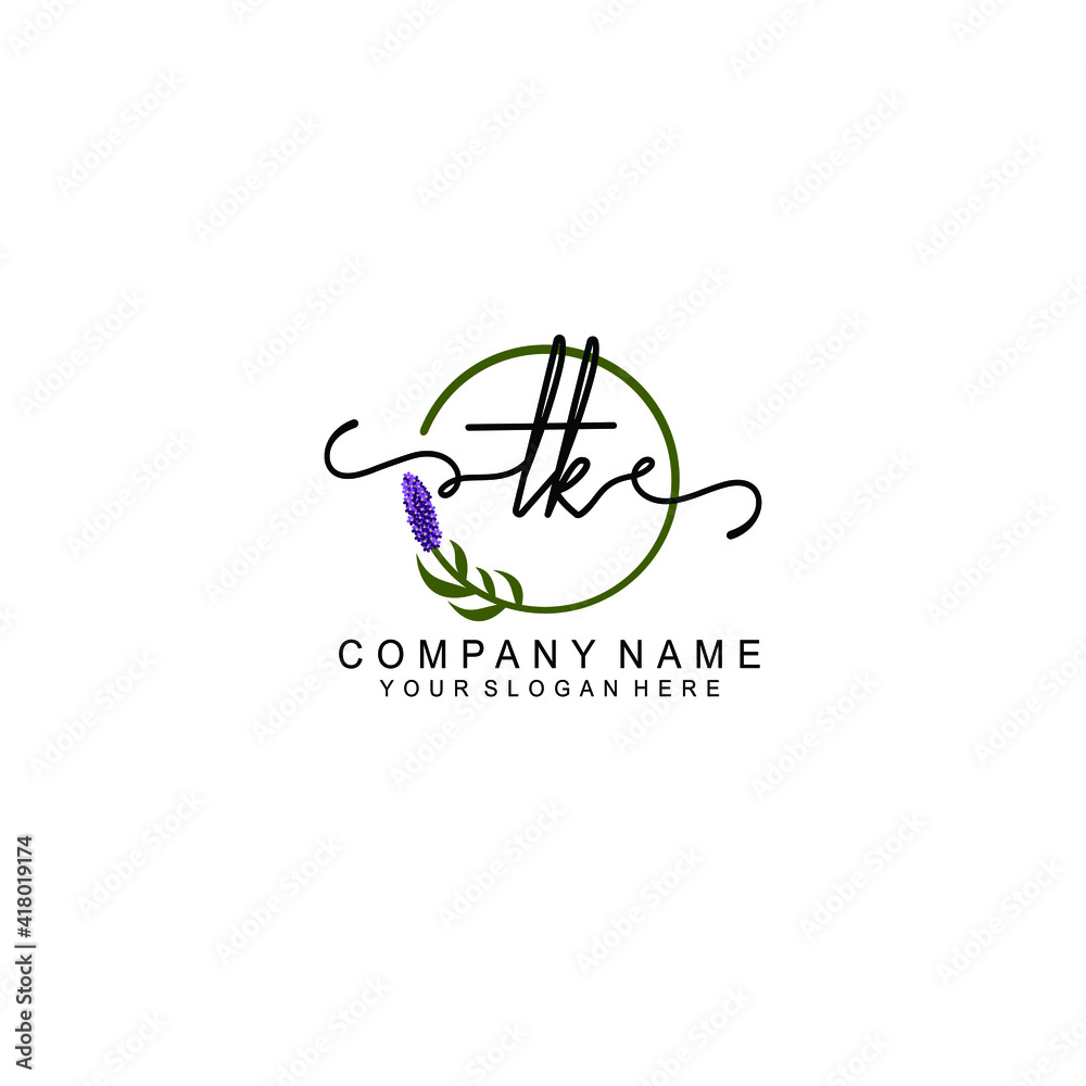 Letter TK Beautiful handwriting logo