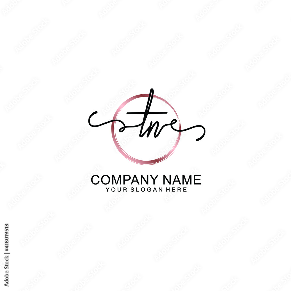 Letter TN Beautiful handwriting logo Letter TN Beautiful handwriting logo