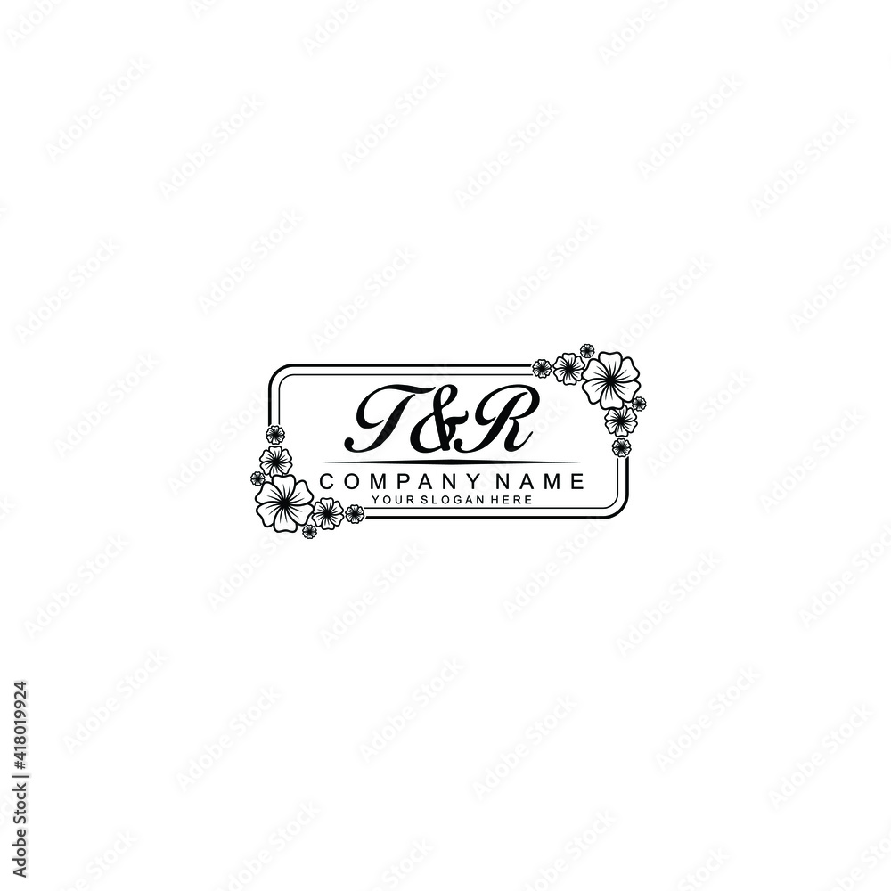 Letter TR Beautiful handwriting logo Letter TR Beautiful handwriting logo