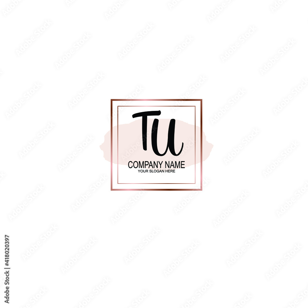 Letter TU Beautiful handwriting logo Letter TU Beautiful handwriting logo