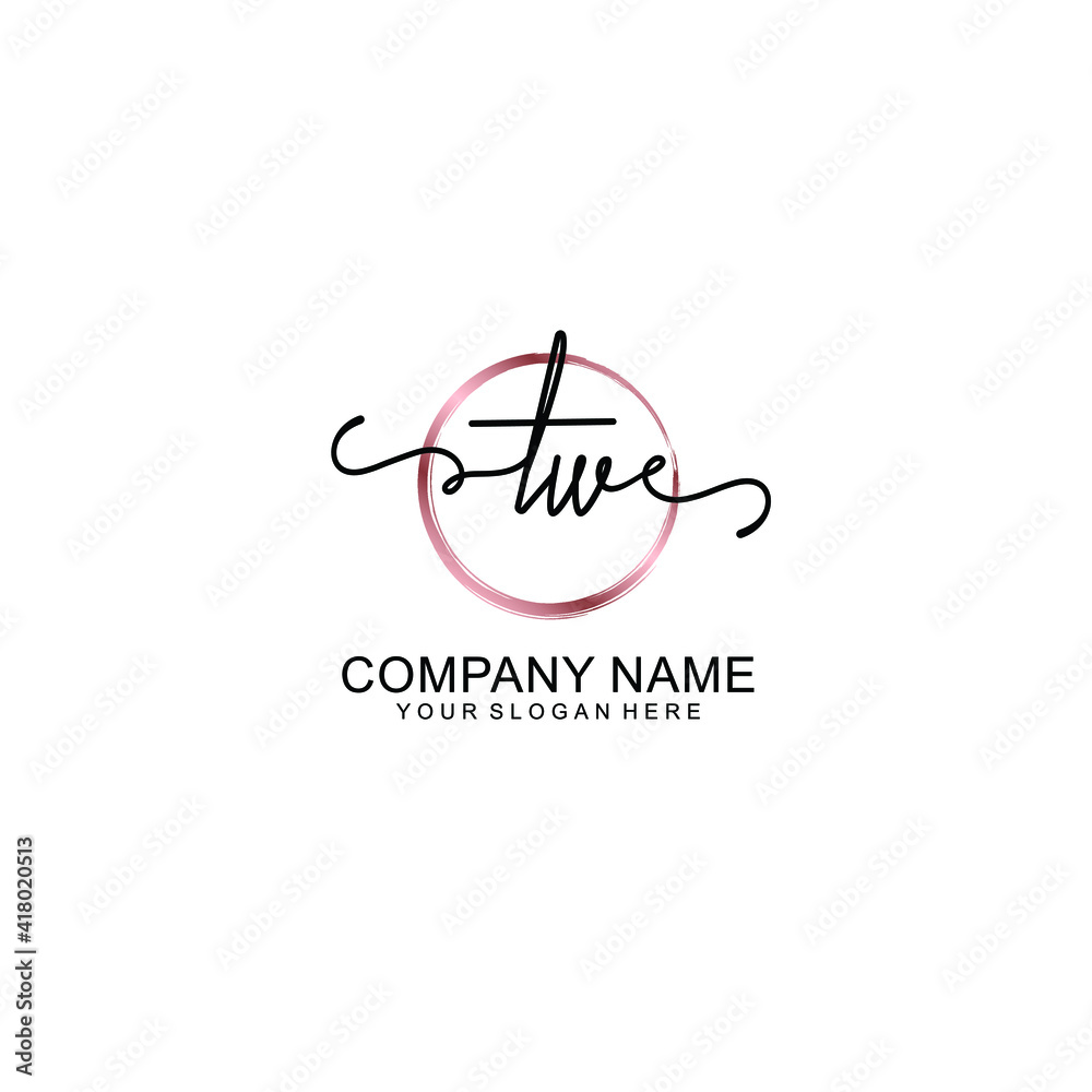 Letter TW Beautiful handwriting logo Letter TW Beautiful handwriting logo