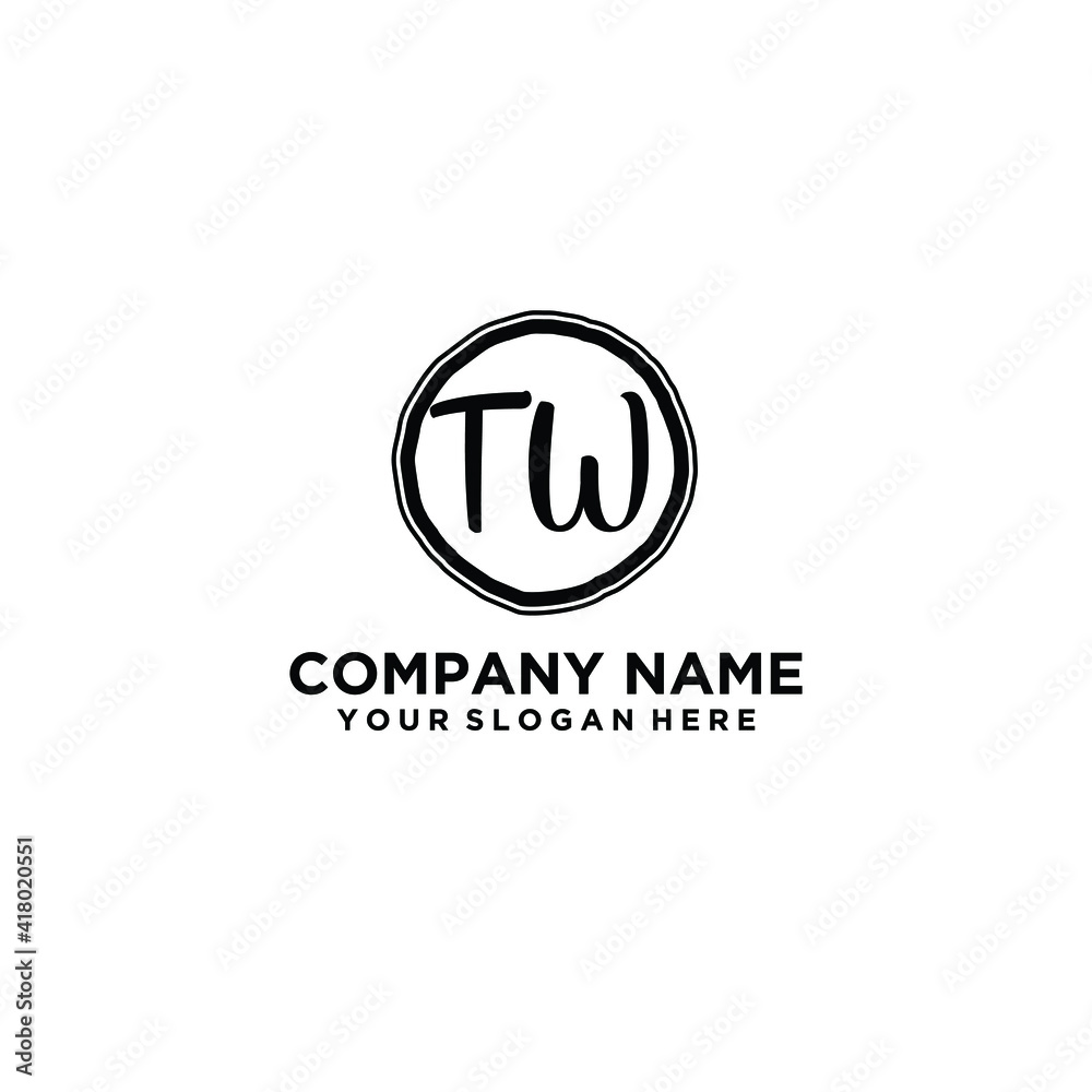 Letter TW Beautiful handwriting logo Letter TW Beautiful handwriting logo