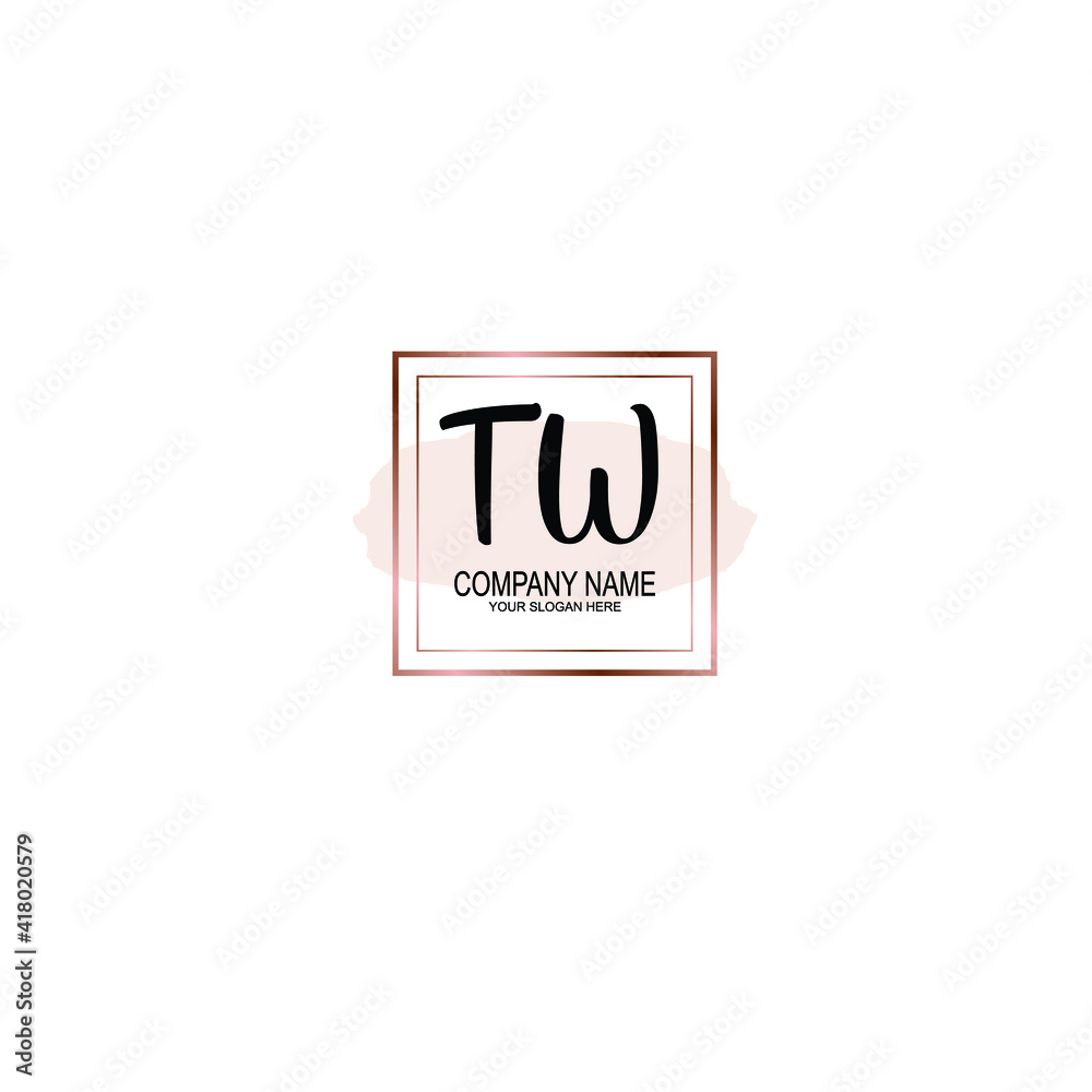 Letter TW Beautiful handwriting logo Letter TW Beautiful handwriting logo