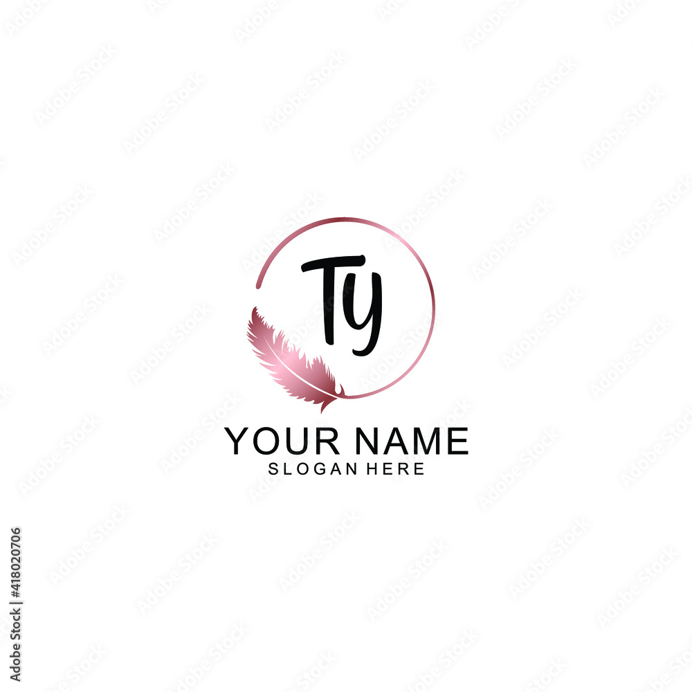 Letter TY Beautiful handwriting logo Letter TY Beautiful handwriting logo