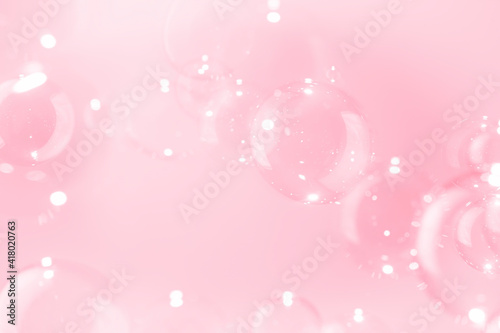 Beautiful shine bright of pink soap bubbles float background. Abstract. Soft pink texture background.