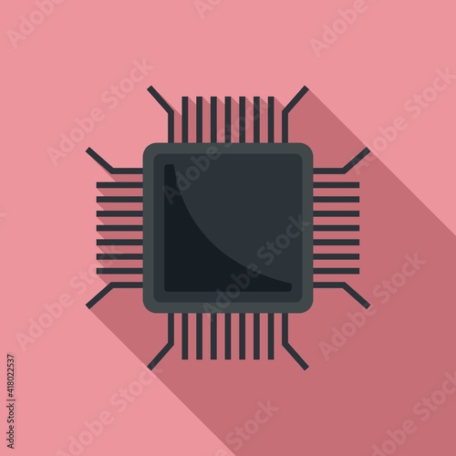 Nanotechnology pc microchip icon. Flat illustration of nanotechnology pc microchip vector icon for web design
