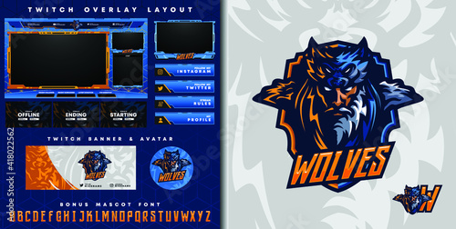 e-sport logo and streamer template of tribal wolf knight perfect for e-sport team mascot and game streamer