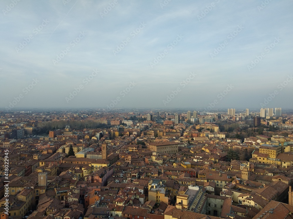 Aerial view of Bologna skyline, Italy
