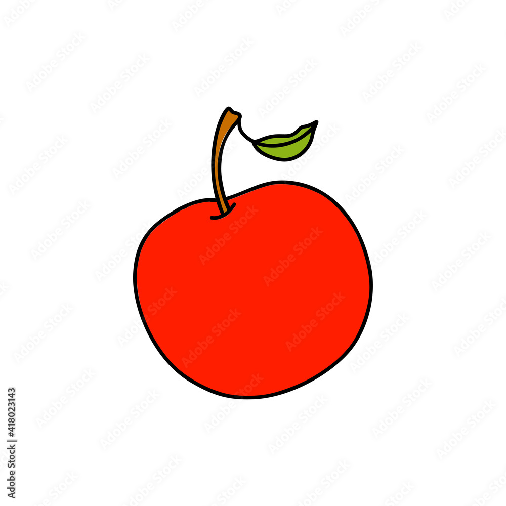 Red apple. Doodle, simple outline. Vector illustration. Red apple. Doodle, simple outline. Vector illustration.