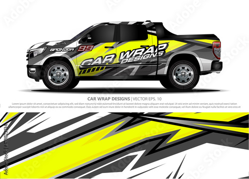 Fototapeta Naklejka Na Ścianę i Meble -  car wrap design. simple lines with abstract background vector concept for vehicle vinyl wrap and automotive decal livery
