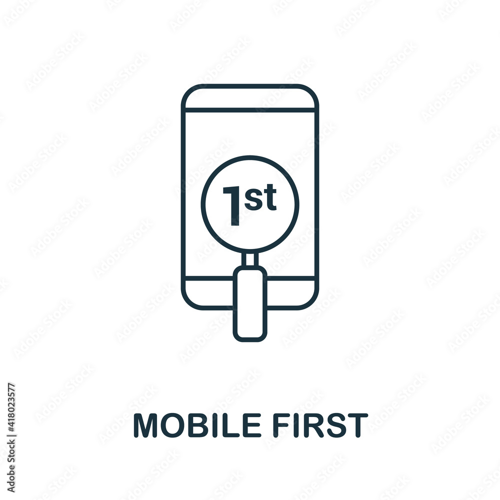 Mobile First vector icon symbol. Creative sign from seo and development icons collection. Filled flat Mobile First icon for computer and mobile