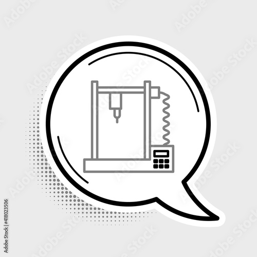 Line 3D printer icon isolated on grey background. Colorful outline concept. Vector.