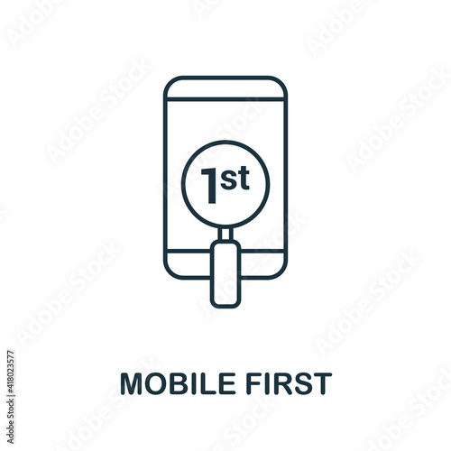 Mobile First vector icon symbol. Creative sign from seo and development icons collection. Filled flat Mobile First icon for computer and mobile