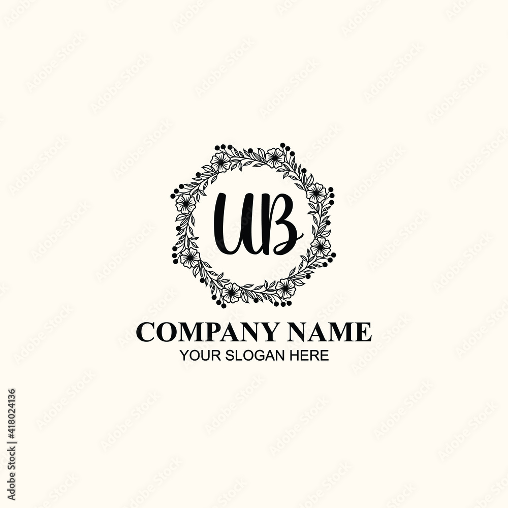 Letter UB Beautiful handwriting logo Letter UB Beautiful handwriting logo