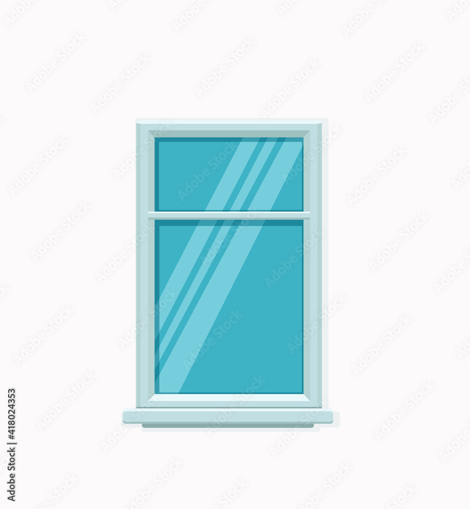 Vector window with glass and wooden frame on a brick wall. Vector window with glass and wooden frame on a brick wall.