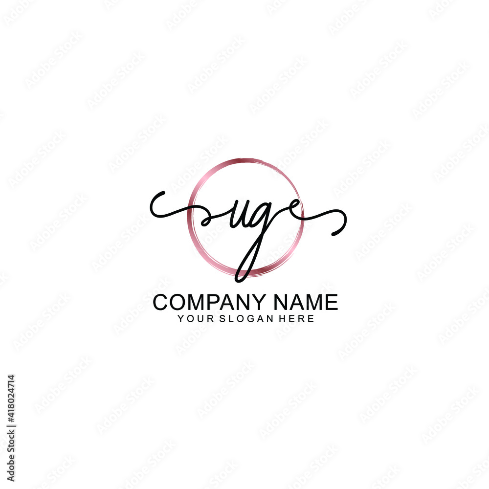 Letter UG Beautiful handwriting logo Letter UG Beautiful handwriting logo