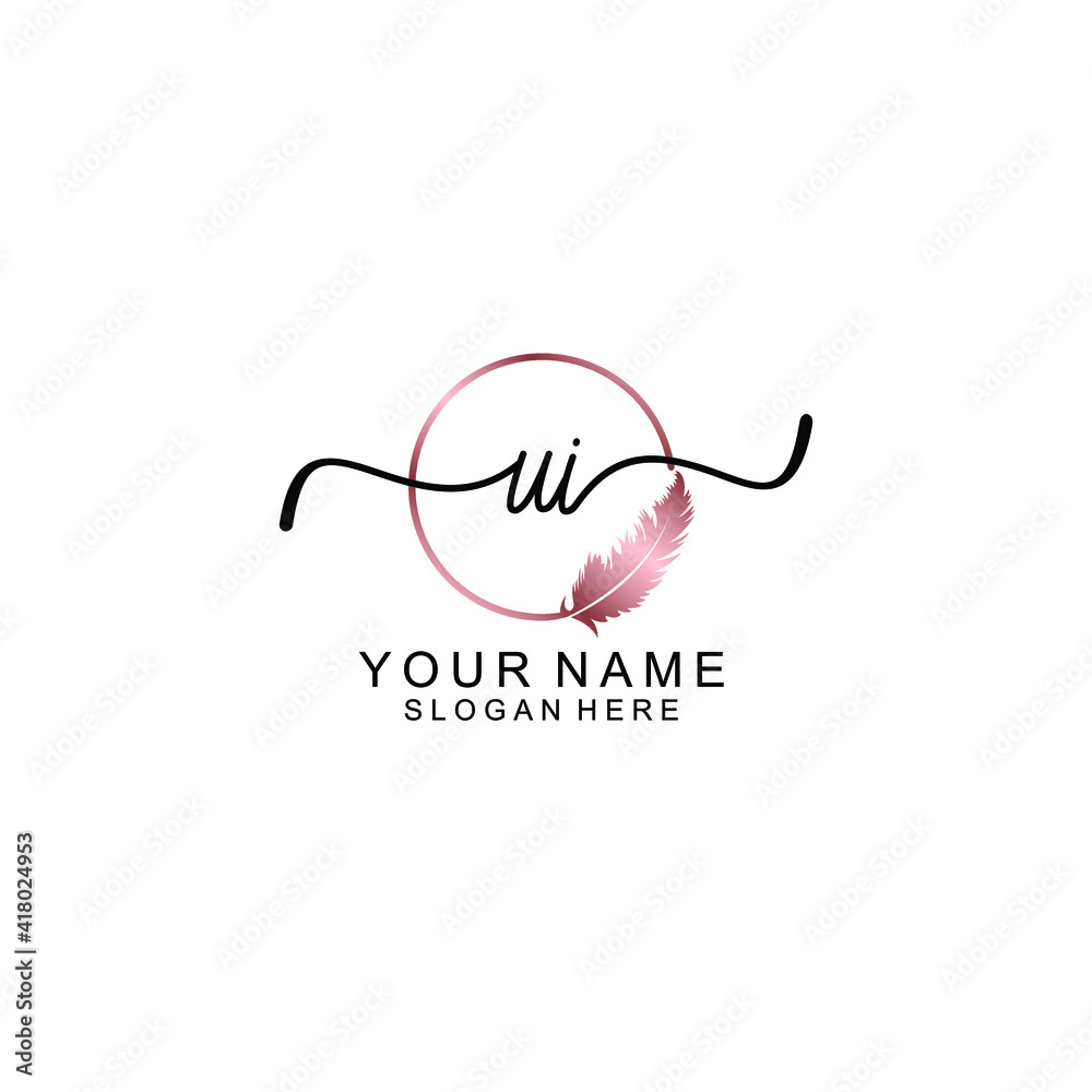 Letter UI Beautiful handwriting logo Letter UI Beautiful handwriting logo
