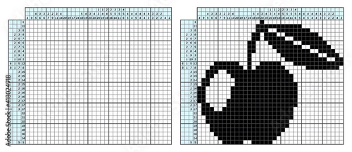 Japanese crossword puzzle. Kids and adult mathematical mosaic. Nonogram. Logic puzzle game. Digital rebus. Vector illustration