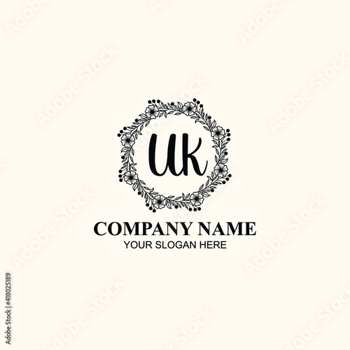 Fototapeta Naklejka Na Ścianę i Meble -  Letter UK Beautiful handwriting logo