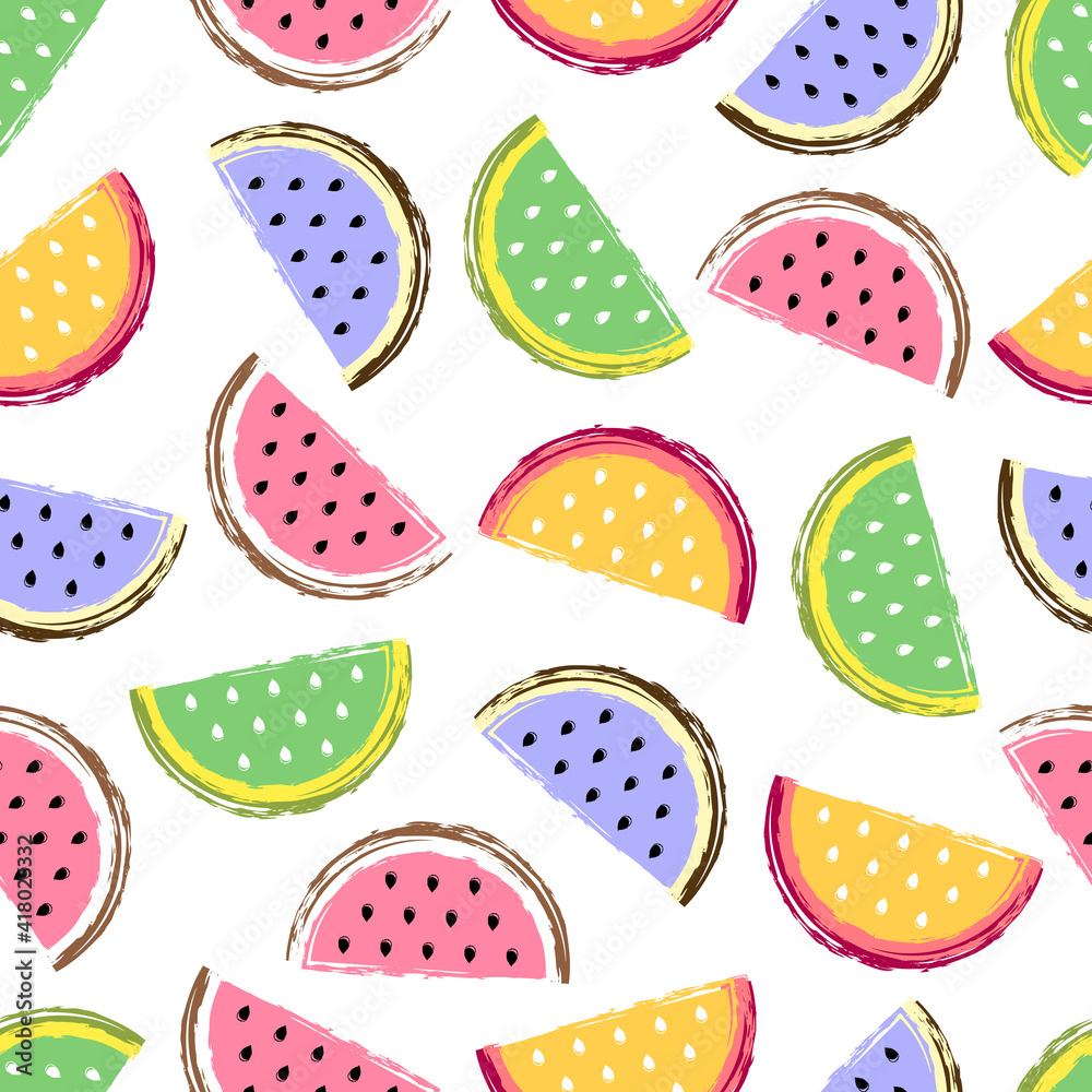 Watermelon seamless pattern. Fruit and berry seamless watermelon background. Juicy cute pattern. Vector illustration Watermelon seamless pattern. Fruit and berry seamless watermelon background. Juicy cute pattern. Vector illustration