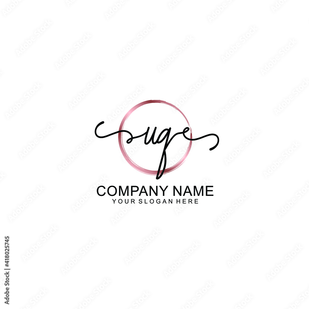Letter UQ Beautiful handwriting logo Letter UQ Beautiful handwriting logo