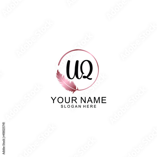 Letter UQ Beautiful handwriting logo