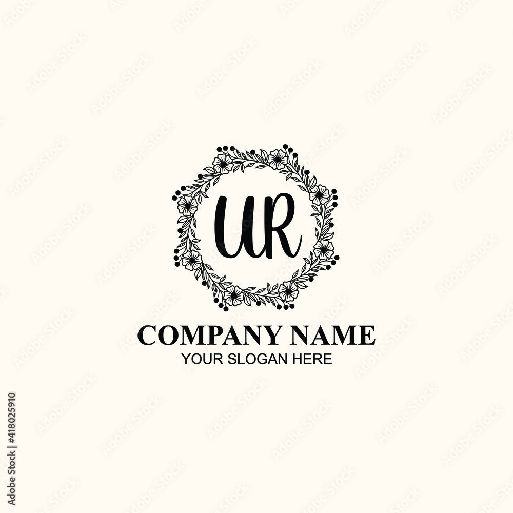 Letter UR Beautiful handwriting logo Letter UR Beautiful handwriting logo