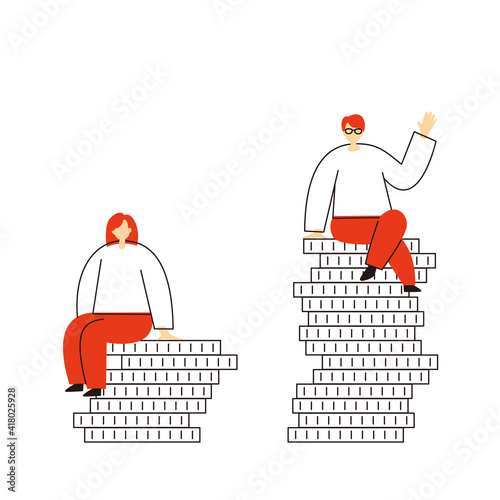Illustrations of gender inequality. Vector illustration on white background.