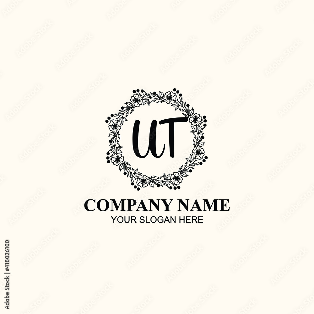 Letter UT Beautiful handwriting logo Letter UT Beautiful handwriting logo