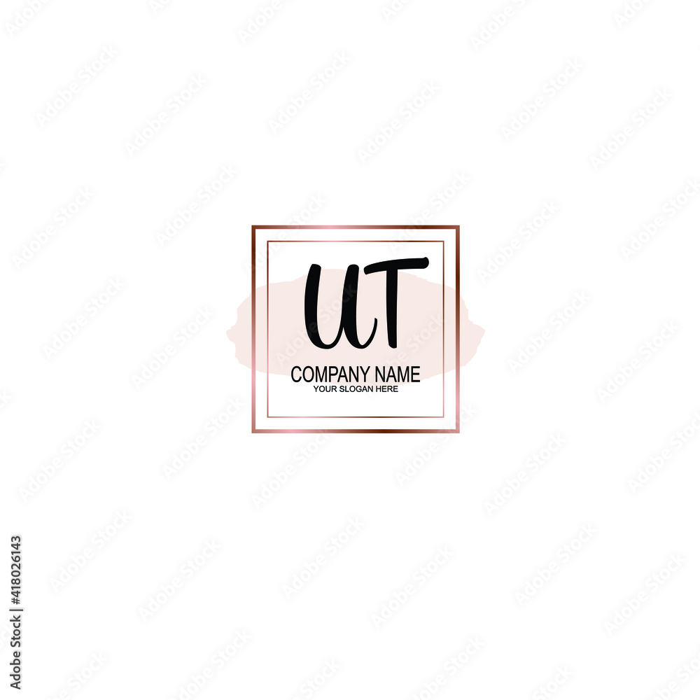 Letter UT Beautiful handwriting logo Letter UT Beautiful handwriting logo