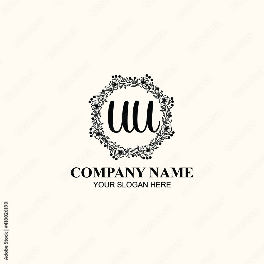 Letter UU Beautiful handwriting logo Letter UU Beautiful handwriting logo