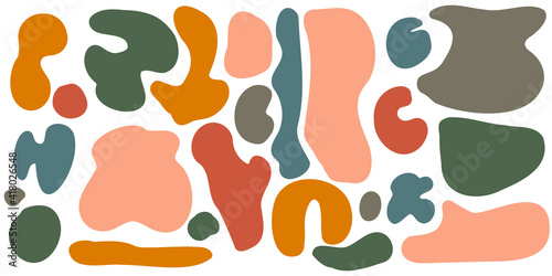 Collection of fashionable abstract graphic shapes on a light background. Minimalist forms in the style of modern art. Universal vector illustration for your design in a flat style.